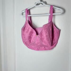 Cacique Lace Demi Bra Women's 42 G Barbie Pink Full Coverage Underwire